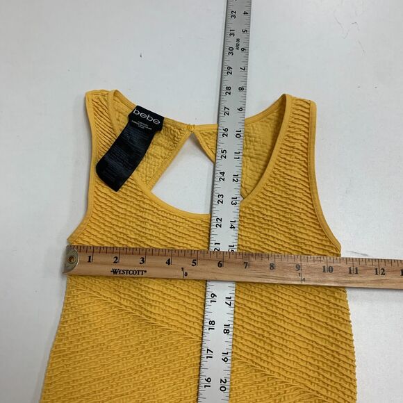 Bebe Bodycon Dress Womens PS Petite Small Sunflower Textured Cutout Back Fitted - Picture 8 of 14